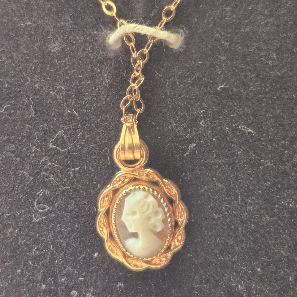 Vintage Cameo Pendant W/12k Gold Chain